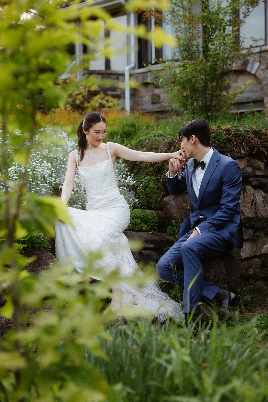 A destination wedding photo of a bride and groom in Montreal